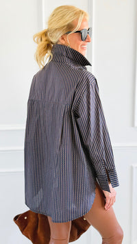 Charmed Checked Italian Woven Top-110 Long Sleeve Tops-TATTOO Z-Coastal Bloom Boutique, find the trendiest versions of the popular styles and looks Located in Indialantic, FL