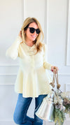 Château Cream Peplum Cardigan-150 Cardigans/Layers-Allie Rose-Coastal Bloom Boutique, find the trendiest versions of the popular styles and looks Located in Indialantic, FL