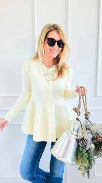 Château Cream Peplum Cardigan-150 Cardigans/Layers-Allie Rose-Coastal Bloom Boutique, find the trendiest versions of the popular styles and looks Located in Indialantic, FL