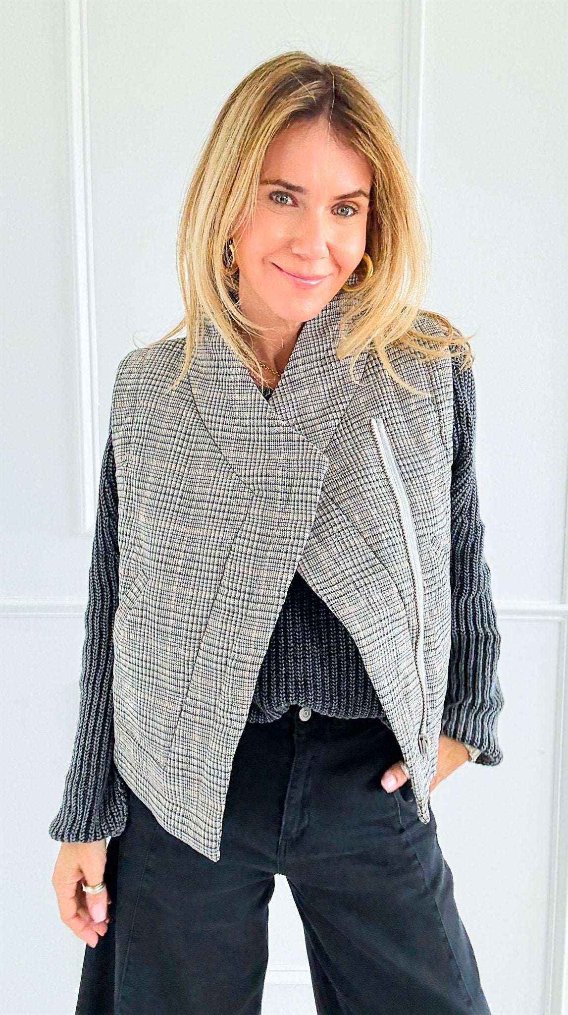 Checked In Quilted Vest-160 Jackets-mystree-Coastal Bloom Boutique, find the trendiest versions of the popular styles and looks Located in Indialantic, FL