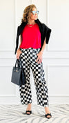 Checkered Denim Pants - Black-170 Bottoms-oddi-Coastal Bloom Boutique, find the trendiest versions of the popular styles and looks Located in Indialantic, FL