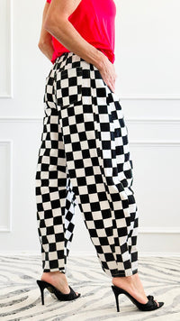 Checkered Denim Pants - Black-170 Bottoms-oddi-Coastal Bloom Boutique, find the trendiest versions of the popular styles and looks Located in Indialantic, FL
