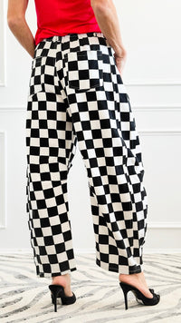 Checkered Denim Pants - Black-170 Bottoms-oddi-Coastal Bloom Boutique, find the trendiest versions of the popular styles and looks Located in Indialantic, FL