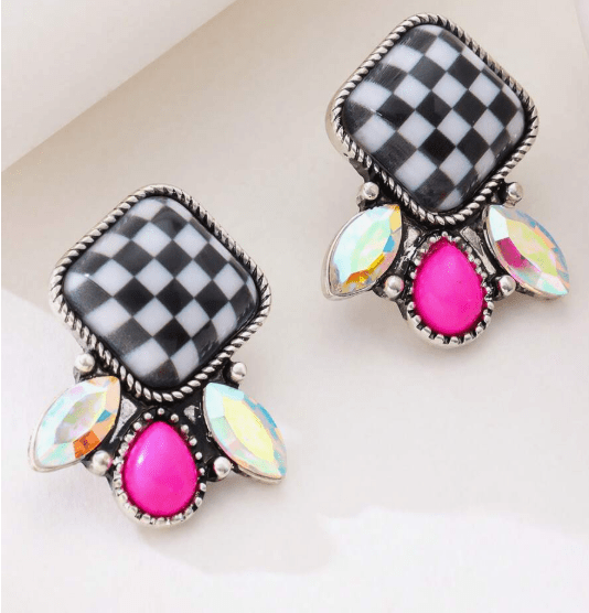 Checkmate Muse Art Studs Earrings-230 Jewelry-Darling-Coastal Bloom Boutique, find the trendiest versions of the popular styles and looks Located in Indialantic, FL