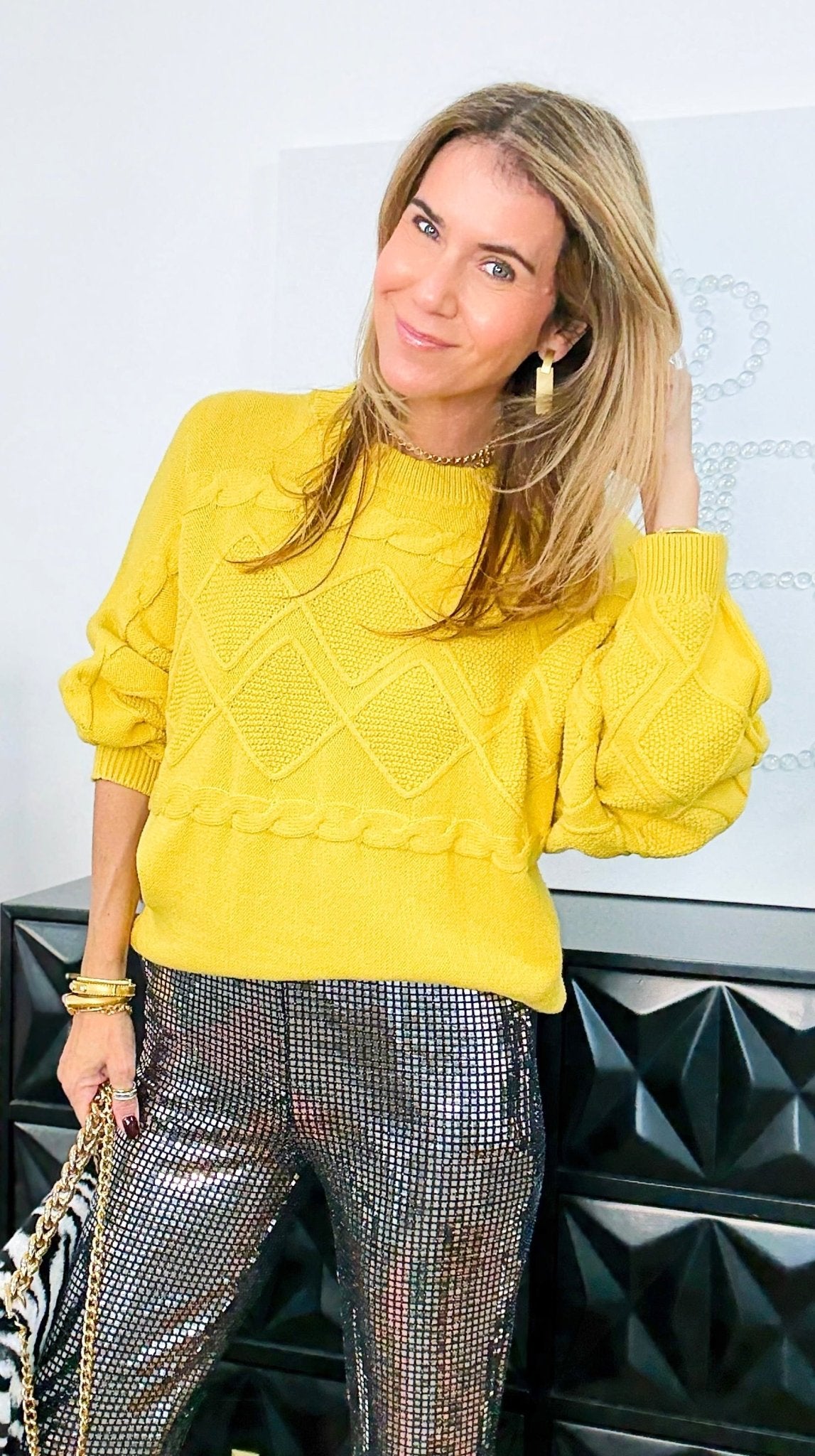 Chic Cable-Detailed Knit Sweater-140 Sweaters-Rousseau-Coastal Bloom Boutique, find the trendiest versions of the popular styles and looks Located in Indialantic, FL