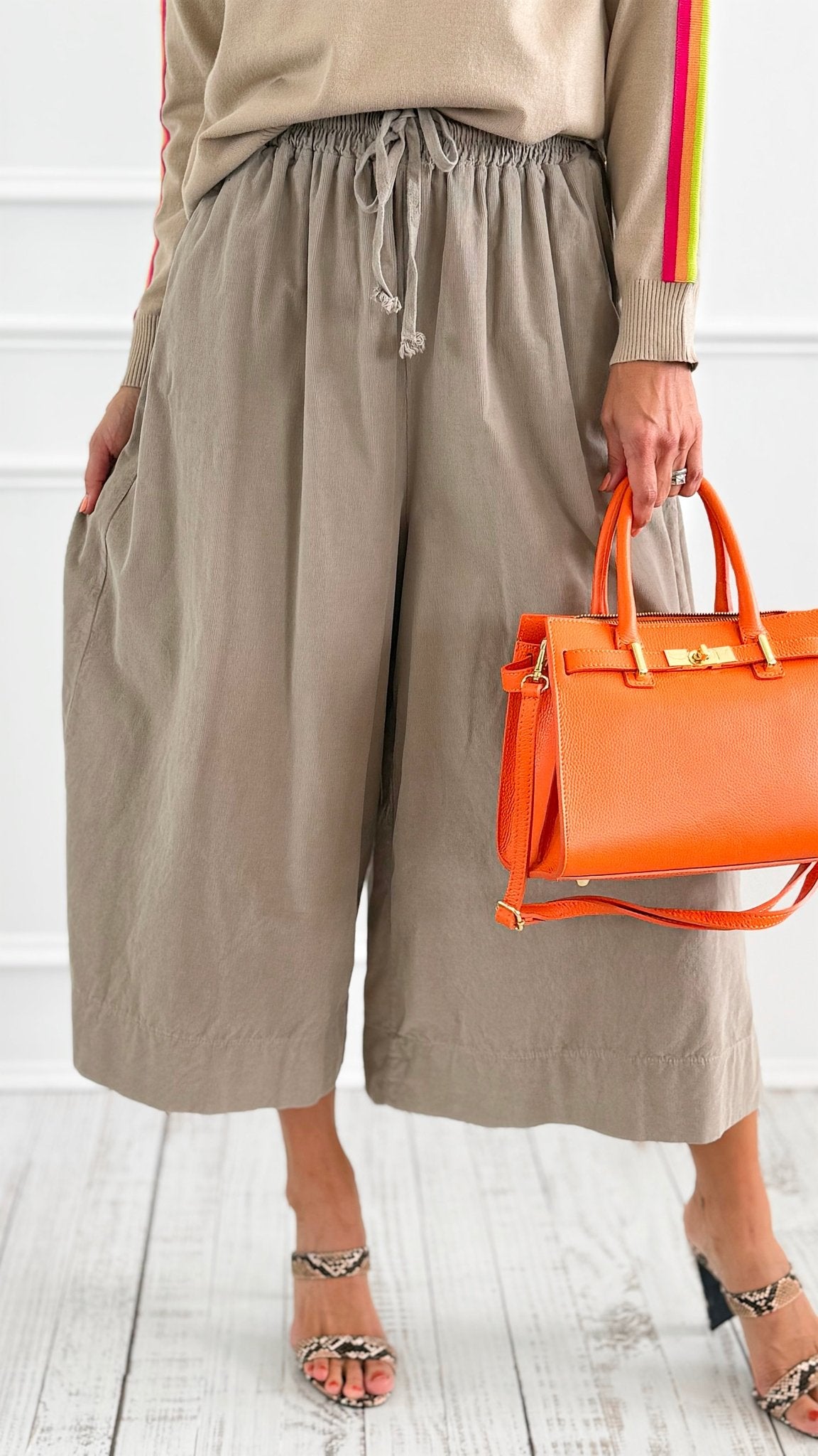 Chic Corduroy Italian Pant- Taupe-100 Pants-AZUL MONACO-Coastal Bloom Boutique, find the trendiest versions of the popular styles and looks Located in Indialantic, FL