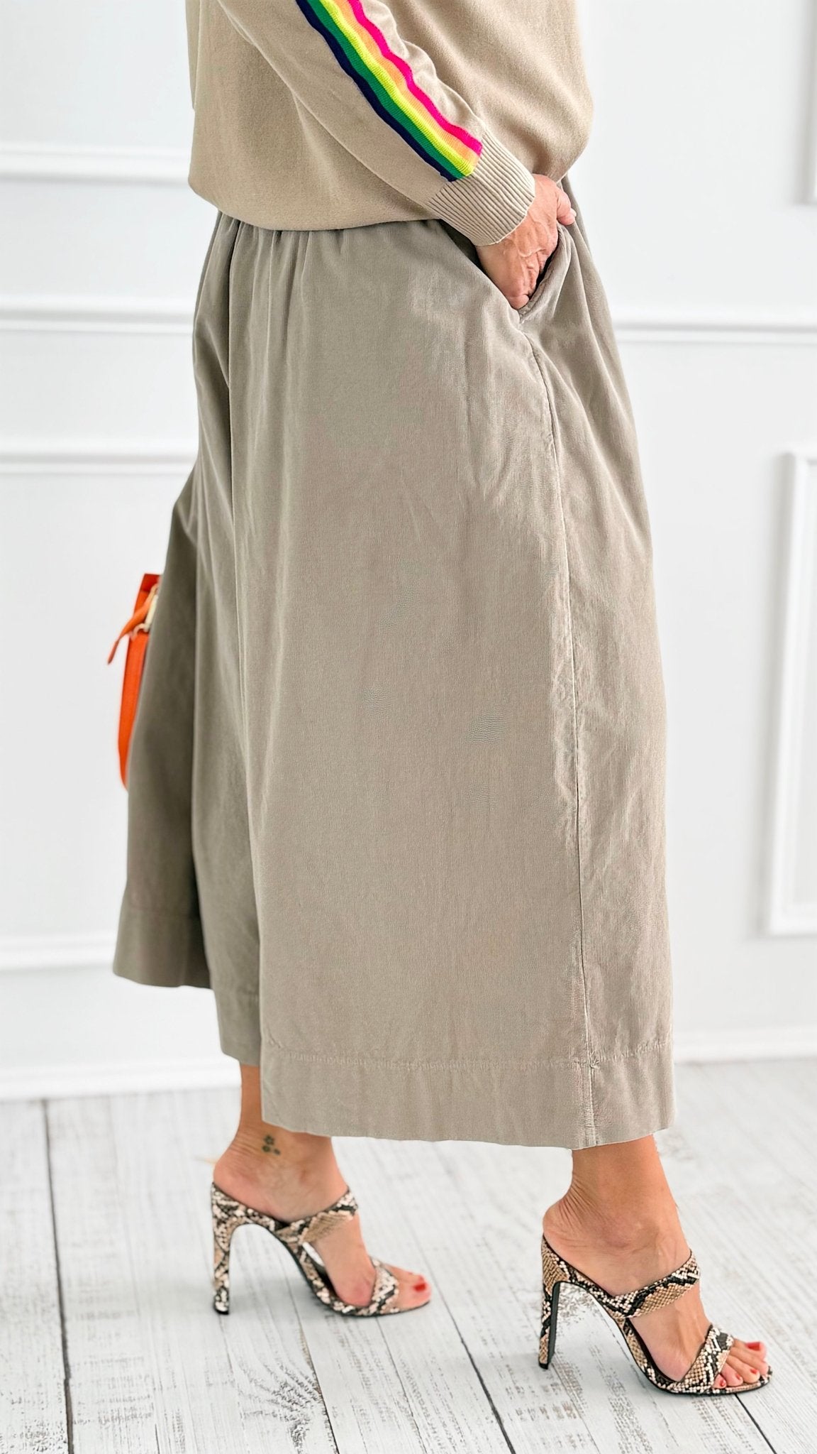 Chic Corduroy Italian Pant- Taupe-100 Pants-AZUL MONACO-Coastal Bloom Boutique, find the trendiest versions of the popular styles and looks Located in Indialantic, FL