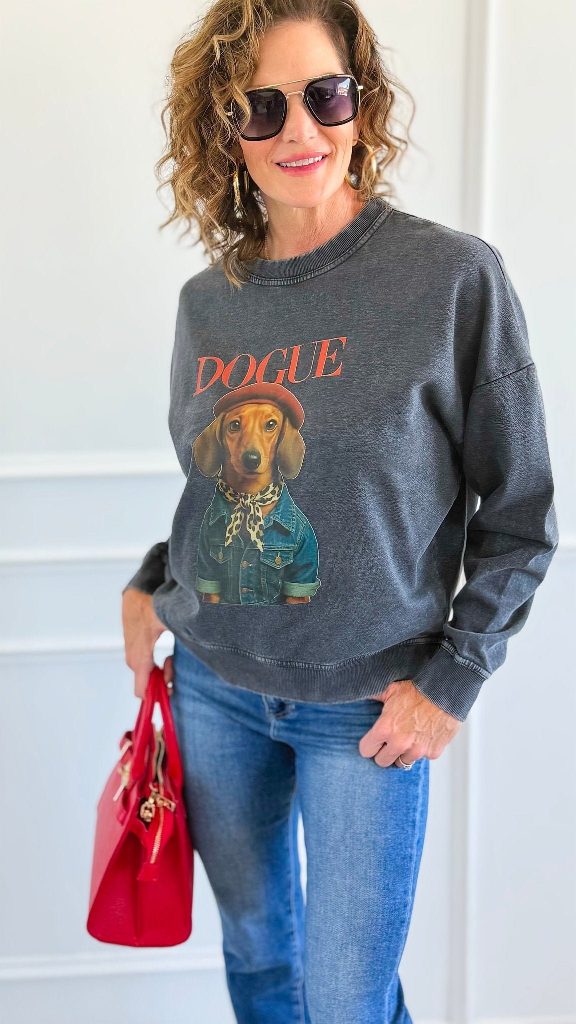 Chic Dogue Italian Sweatshirt-110 Long Sleeve Tops-FIRSTAGE-Coastal Bloom Boutique, find the trendiest versions of the popular styles and looks Located in Indialantic, FL