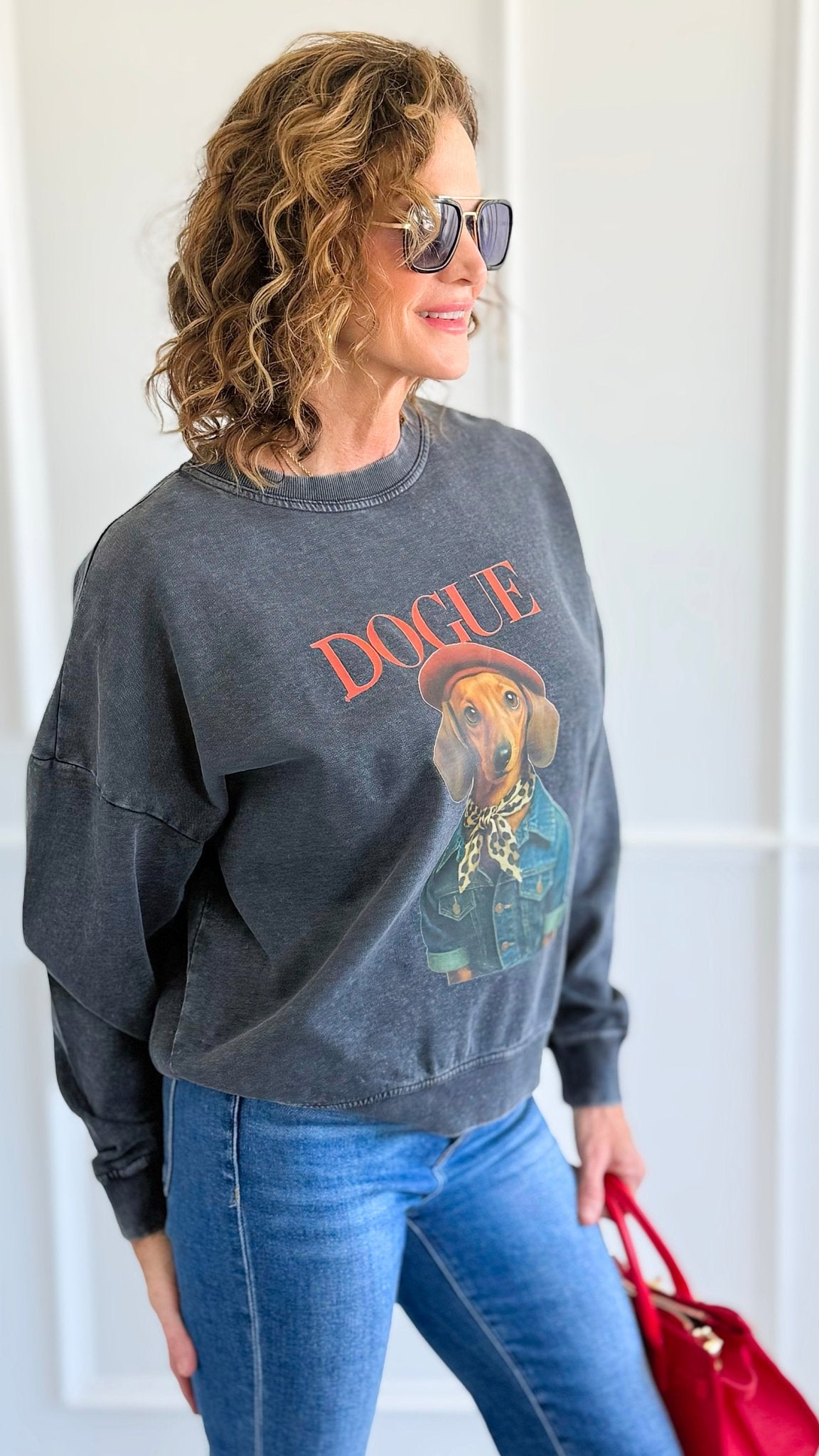 Chic Dogue Italian Sweatshirt-110 Long Sleeve Tops-FIRSTAGE-Coastal Bloom Boutique, find the trendiest versions of the popular styles and looks Located in Indialantic, FL
