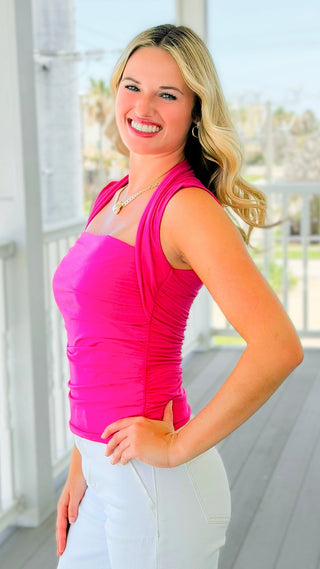 Chic Halter Tube Top - Hot Pink