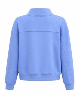 Chic Quarter-Zip Sweatshirt - Cornflower Blue