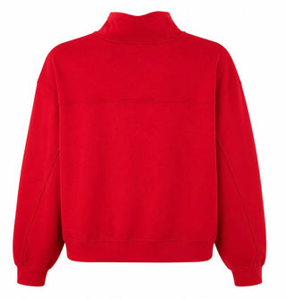 Chic Quarter-Zip Sweatshirt - Ruby