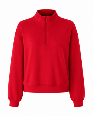 Chic Quarter-Zip Sweatshirt - Ruby