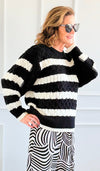 Chic Striped Knit Sweater-140 Sweaters-Rousseau-Coastal Bloom Boutique, find the trendiest versions of the popular styles and looks Located in Indialantic, FL