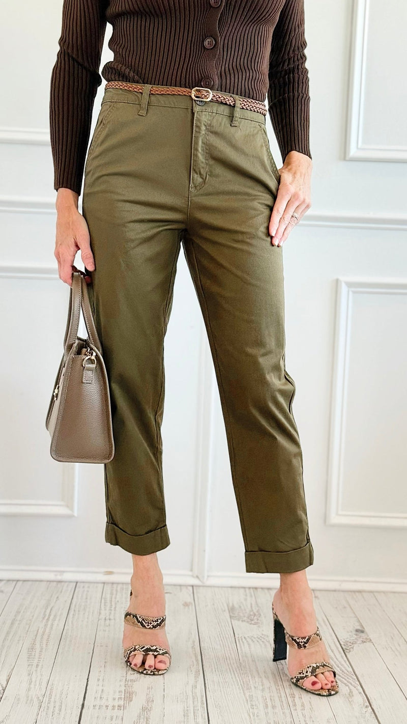 Chino Breeze Trousers - Olive-170 Bottoms-Active Basic-Coastal Bloom Boutique, find the trendiest versions of the popular styles and looks Located in Indialantic, FL