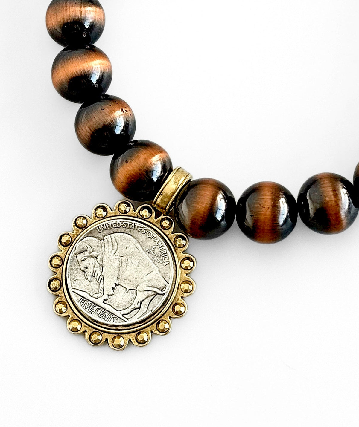Chunky Coin Legacy Necklace - Tiger Eye - YOCHI-230 Jewelry-YOCHI-Coastal Bloom Boutique, find the trendiest versions of the popular styles and looks Located in Indialantic, FL