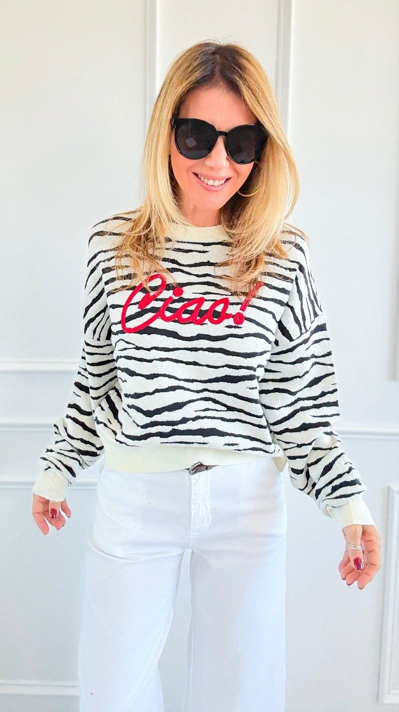 Ciao Stripes Textured Sweater-140 Sweaters-V SKY-Coastal Bloom Boutique, find the trendiest versions of the popular styles and looks Located in Indialantic, FL