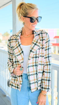City Lights Houndstooth Moto Jacket