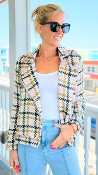 City Lights Houndstooth Moto Jacket