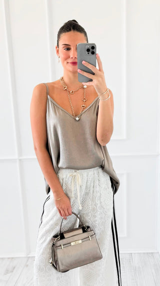 City Lights Italian Tank Top - Taupe