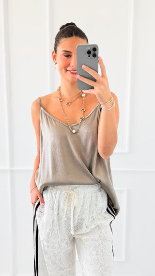 City Lights Italian Tank Top - Taupe