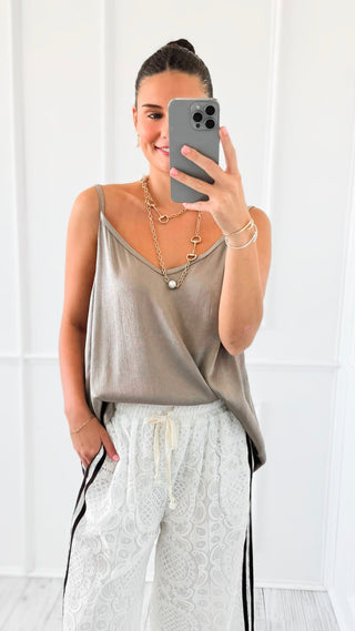 City Lights Italian Tank Top - Taupe