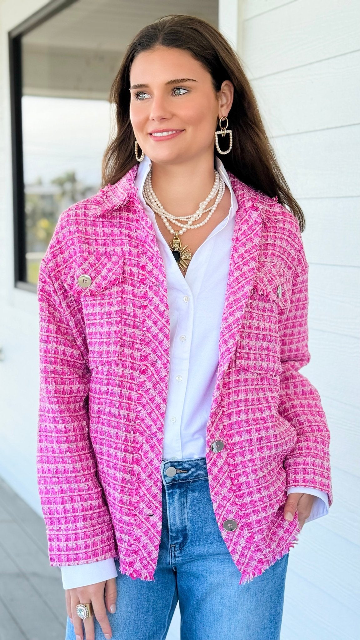 City Lights Textured Tweed Jacket-160 Jackets-simi bloom-Coastal Bloom Boutique, find the trendiest versions of the popular styles and looks Located in Indialantic, FL