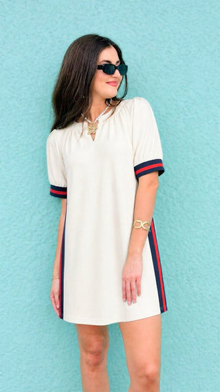 City Line Stripe Trim Dress