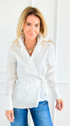 City Muse Wrap Top - Off White-130 Long Sleeve Tops-IRIS-Coastal Bloom Boutique, find the trendiest versions of the popular styles and looks Located in Indialantic, FL