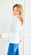 City Muse Wrap Top - Off White-130 Long Sleeve Tops-IRIS-Coastal Bloom Boutique, find the trendiest versions of the popular styles and looks Located in Indialantic, FL