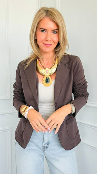 City Stroll Italian Blazer- Brown