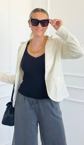 City Stroll Italian Blazer- Ivory