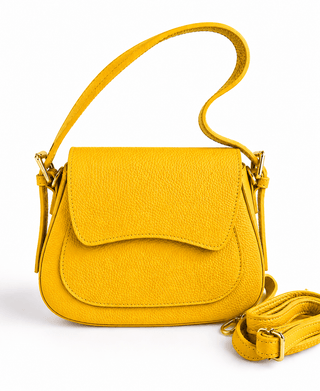 City Stroll Italian Leather Handbag- Yellow