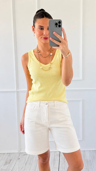 Classic High Waist Bermuda Shorts - White