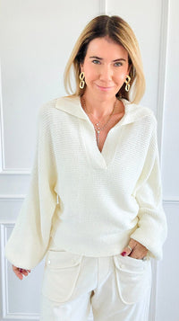 Cloud Nine Knit Sweater - Cream-140 Sweaters-Promesa-Coastal Bloom Boutique, find the trendiest versions of the popular styles and looks Located in Indialantic, FL