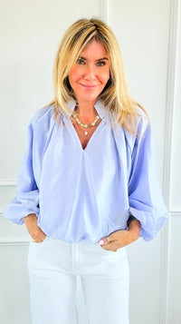 Cloud Nine Split Neck Top - Lilac