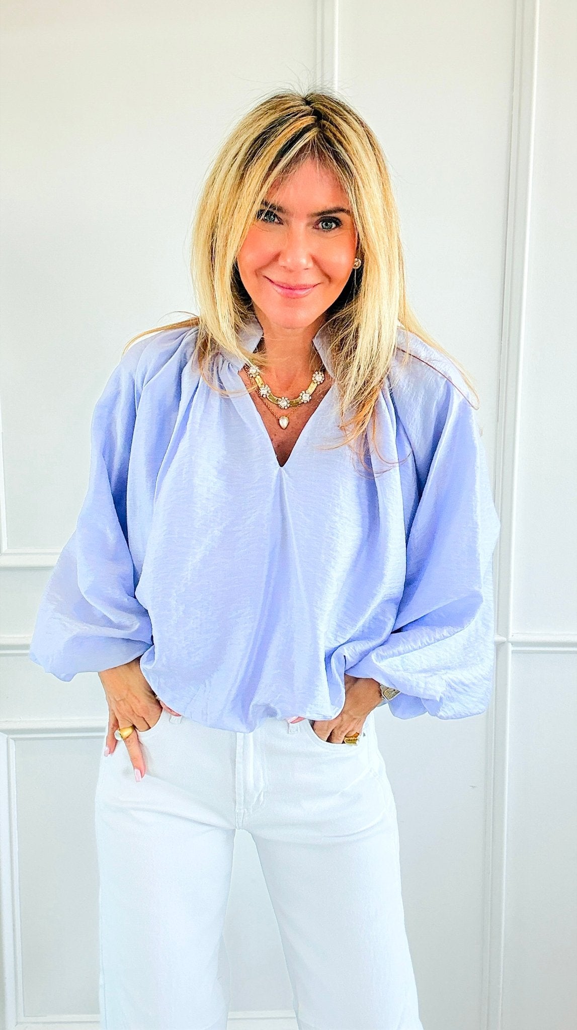 Cloud Nine Split Neck Top - Lilac