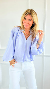 Cloud Nine Split Neck Top - Lilac