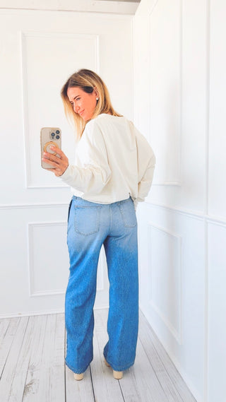 Cloud Wash Faux Denim Pant
