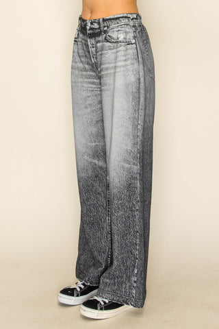 Cloud Wash Faux Denim Pant - Black Denim