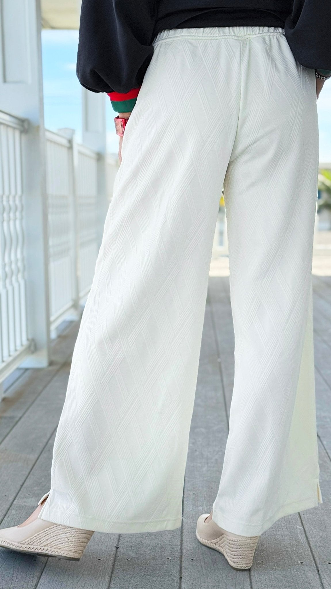 Cloudline Textured Wide-Leg Pants-170 Bottoms-Umgee-Coastal Bloom Boutique, find the trendiest versions of the popular styles and looks Located in Indialantic, FL