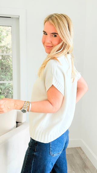 Coastal Break Free Italian Short Sleeve Top - Off White