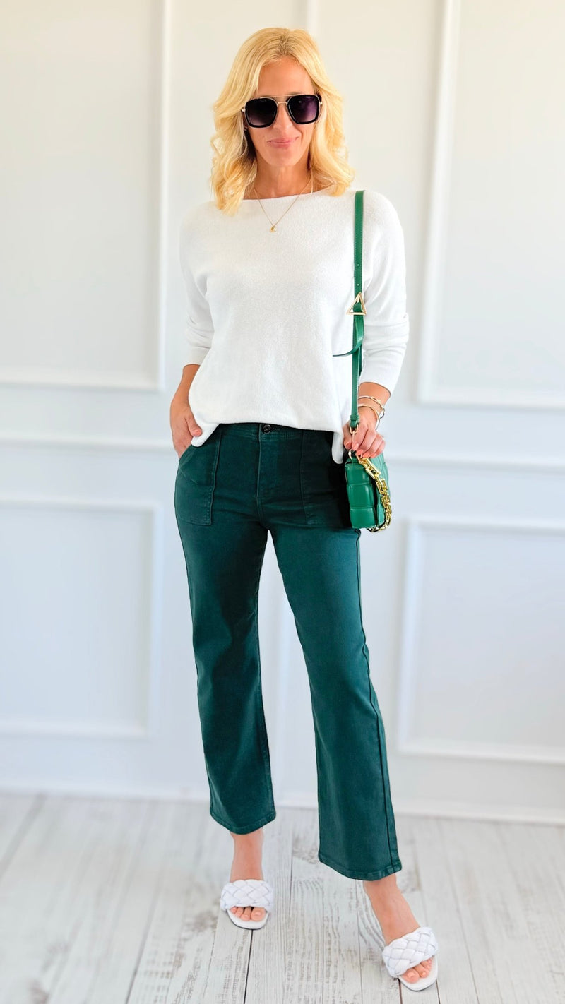 Coastal Breeze Ankle-Flare-Patch Pocket Jeans-190 Denim-Risen-Coastal Bloom Boutique, find the trendiest versions of the popular styles and looks Located in Indialantic, FL