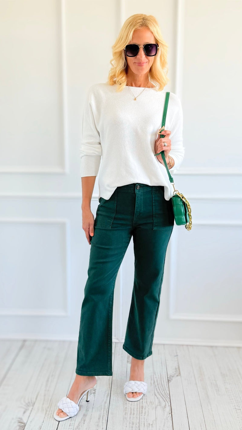 Coastal Breeze Ankle-Flare-Patch Pocket Jeans-190 Denim-Risen-Coastal Bloom Boutique, find the trendiest versions of the popular styles and looks Located in Indialantic, FL