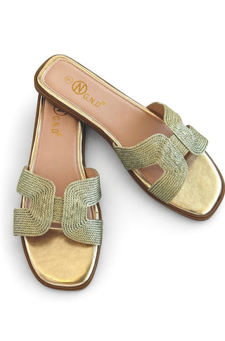 Coastal Chic Slip On Sandals - Gold