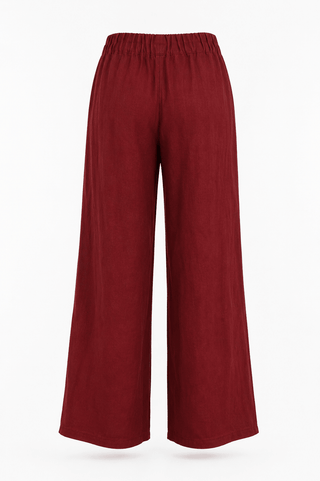 Coastal Escape Linen Italian Pant- Wine