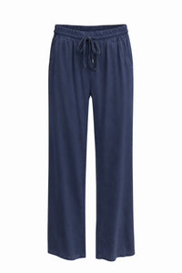 Coastal Grace Wide- Leg Italian Pant- Navy