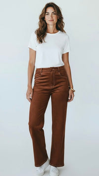 Coastal Luxe Faux Suede Pants - Brown-100 Pants-Tea & Cup-Coastal Bloom Boutique, find the trendiest versions of the popular styles and looks Located in Indialantic, FL