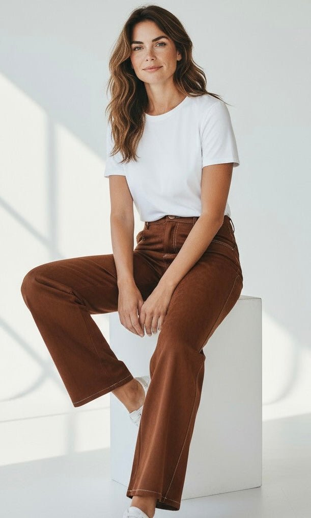 Coastal Luxe Faux Suede Pants - Brown-100 Pants-Tea & Cup-Coastal Bloom Boutique, find the trendiest versions of the popular styles and looks Located in Indialantic, FL