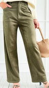 Coastal Luxe Faux Suede Pants - Olive-100 Pants-Tea & Cup-Coastal Bloom Boutique, find the trendiest versions of the popular styles and looks Located in Indialantic, FL